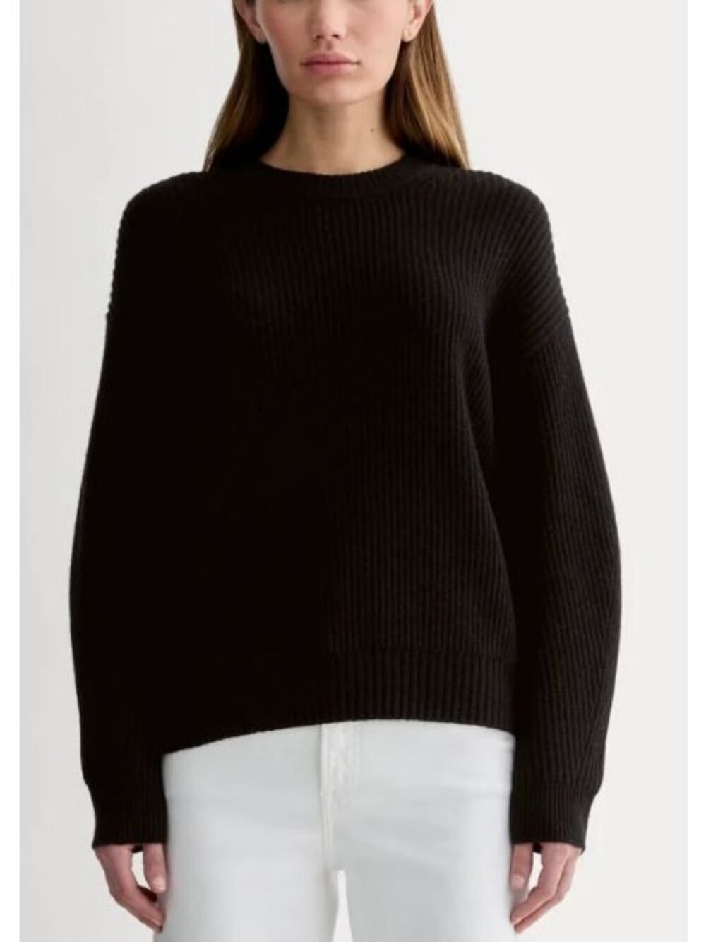 Everlane The Cocoon Crew in Wool Cashmere Black Size L NWT